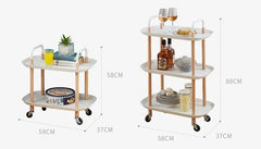 Home Three-Layer Removable Dining Trolley Home Kitchen Storage Shelf Multi-Function Utility Metal Cart