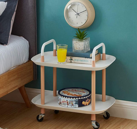 Home Three-Layer Removable Dining Trolley Home Kitchen Storage Shelf Multi-Function Utility Metal Cart