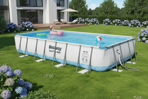 Steel Pro MAX 18' x 9' x 48"/5.49m x 2.74m x 1.22m Rectangular Pool Set